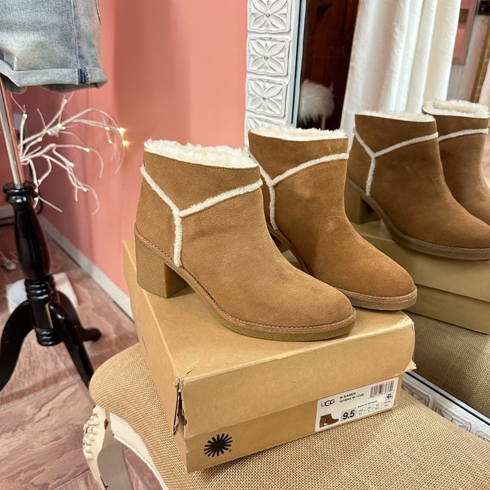NEW! UGG Women's Kasen Chestnut Suede Heeled Boots